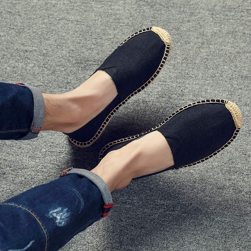 fereshte Unisex Espadrilles Flats Mens Womens Alpargata Breathable Slip On Canvas Shoes Black Label Size 42-260mm - US 10 Women/8.5 Men - Image 5